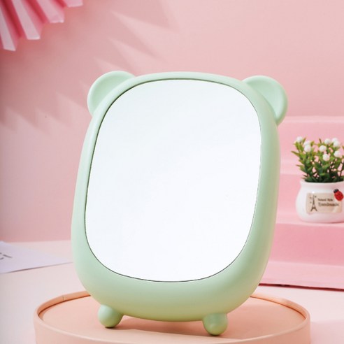 유엘 걸이형 탁상 거울 곰, 핑크