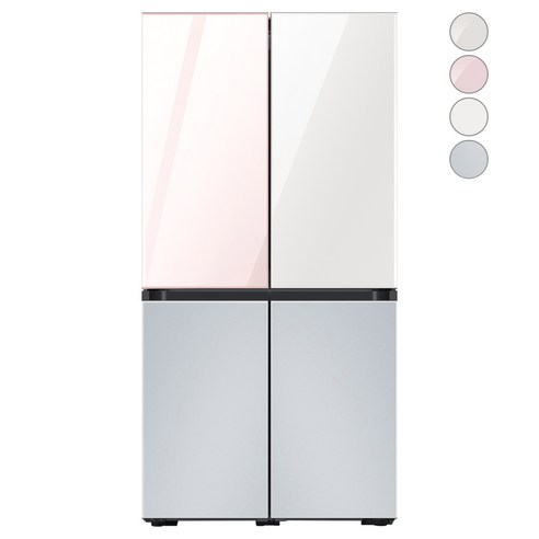 [색상선택형] 삼성전자 비스포크 프리스탠딩 냉장고 방문설치, RF85A93J1AP, 글램 핑크 + 글램 화이트 + 코타 페블