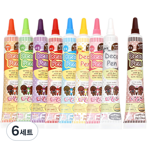 펀플러스 초콜릿 데코펜 9종 세트, 180g, 6세트