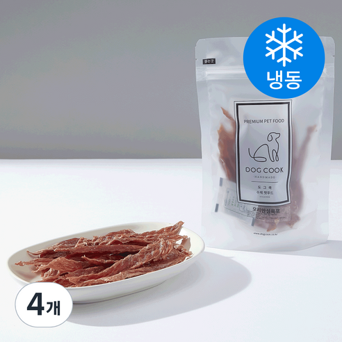 도그쿡 강아지 수제 육포 냉동간식, 오리, 70g, 4개