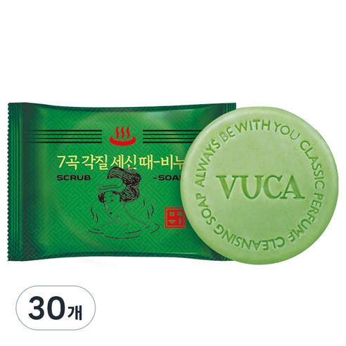 뷰카 7곡 뽀득뽀득 각질 세신 때비누 프레쉬향, 100g, 30개