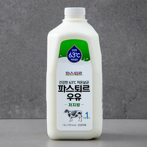 파스퇴르 저온살균 저지방 우유, 1.8L, 1개