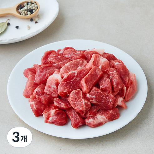 곰곰 무항생제 1등급 목심 찌개용 (냉장), 3개, 500g