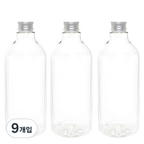 병도매닷컴 DN1000 투명 음료용기 알루미늄 실버캡, 1L, 9개