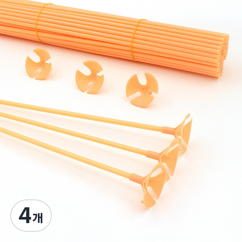 마켓감성 마카롱 풍선 홀더 핸드 스틱 42cm 100p, 주황, 4개