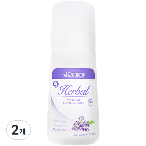 그라함스 그라함스 내추럴 미네랄 데오드란트 허브, 2개, 65ml