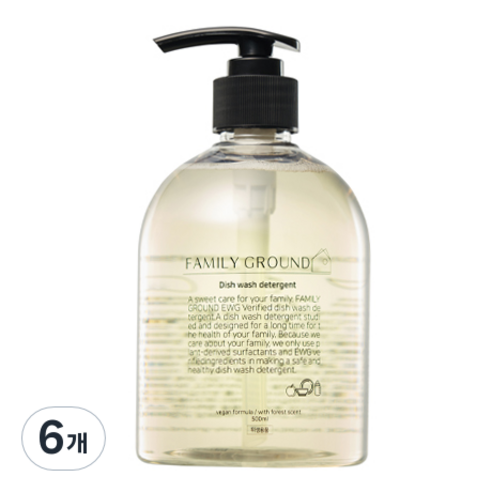 패밀리그라운드 맨손설거지 1종 젖병 주방세제, 6개, 500ml