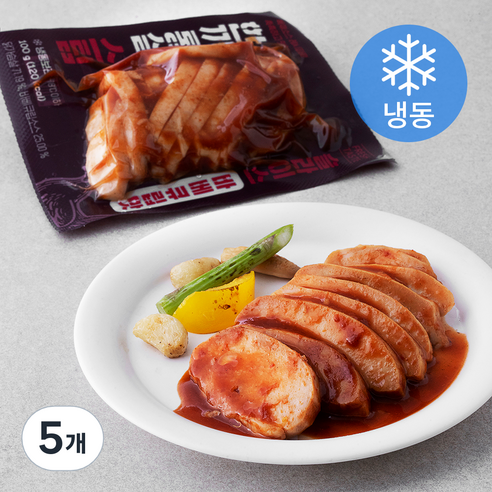 한끼통살 스팀 슬라이스 바베큐립맛 닭가슴살 (냉동), 100g, 5개