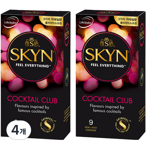 SKYN 칵테일 클럽 일반형 콘돔, 4개, 9개입