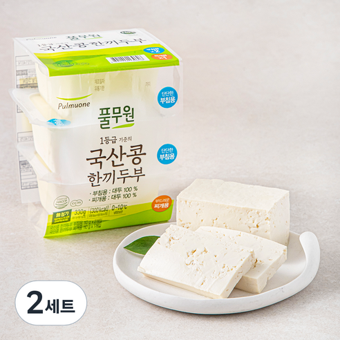 풀무원 국내산 콩 한끼두부 부침용 110g x 2입 + 찌개용 110g 세트, 330g, 2세트