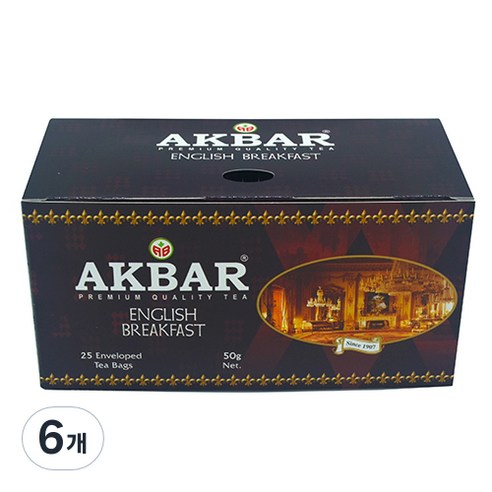 아크바 잉글리쉬 브렉퍼스트 홍차, 25개입, 6개, 2g, 2g