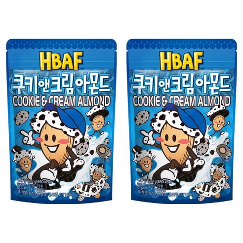 바프 쿠키 앤 크림 아몬드, 120g, 2개
