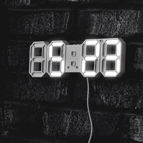 촘스토리 미니 3D LED 시계 23 cm DS-6609, 화이트