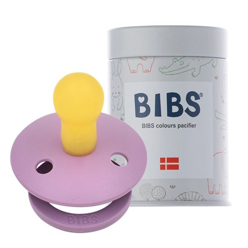 BIBS 데니쉬 공갈 젖꼭지 + 하드케이스, 1단계(0~6개월), 라벤더