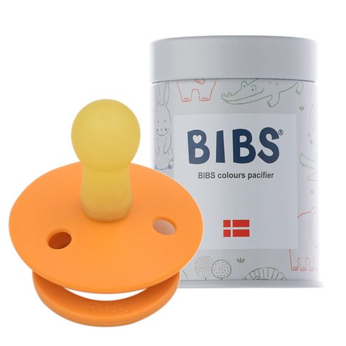BIBS 데니쉬 공갈 젖꼭지 + 하드케이스, 1단계(0~6개월), 애프리콧