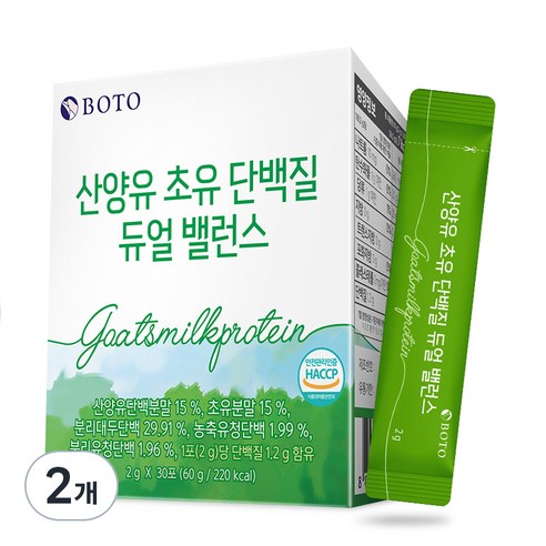 보뚜 산양유 초유 단백질 듀얼 밸런스 30p, 2개, 60g