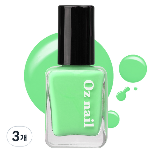 오즈네일 샤인 무드 네일 컬러 매니큐어, NE05 그린애플 팝, 8ml, 3개