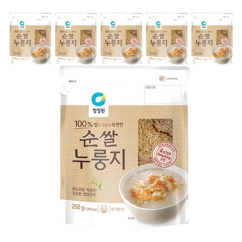 청정원 순쌀 누룽지, 250g, 6개