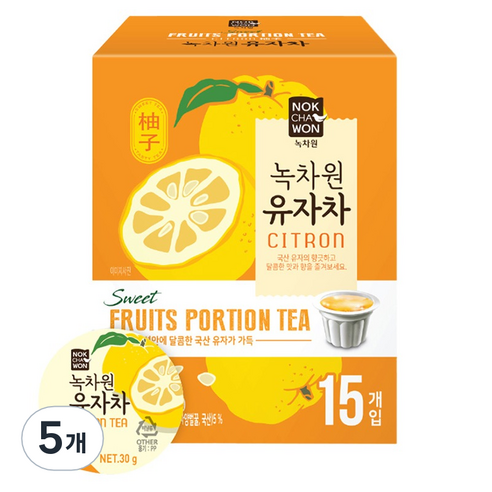 녹차원 유자차포션, 30g, 15개입, 5개