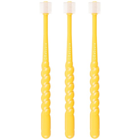 예꼬맘 360도 베이비용 칫솔 1단계, 옐로우, 3개입