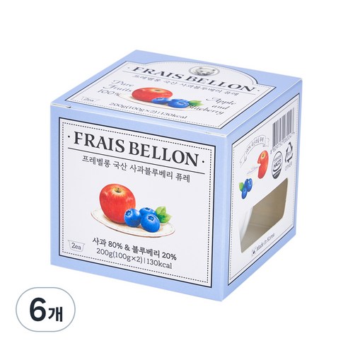 프레벨롱 국산 과일퓨레, 사과블루베리, 200g, 6개
