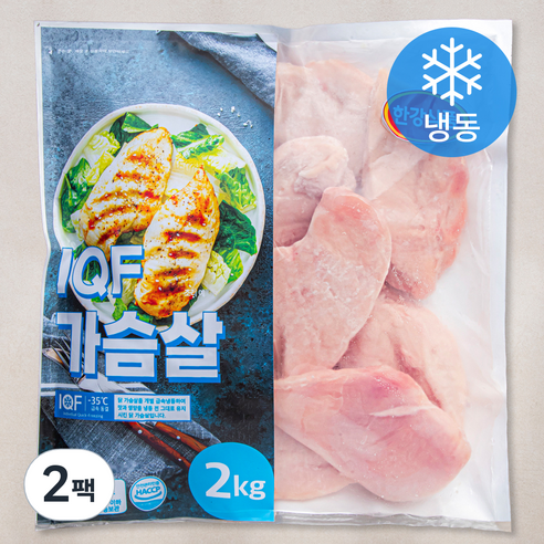 한강식품 IQF 닭가슴살 (냉동), 2kg, 2팩