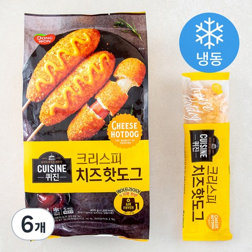 동원에프앤비 퀴진 치즈 크리스피 핫도그 (냉동), 80g, 5개입, 6개