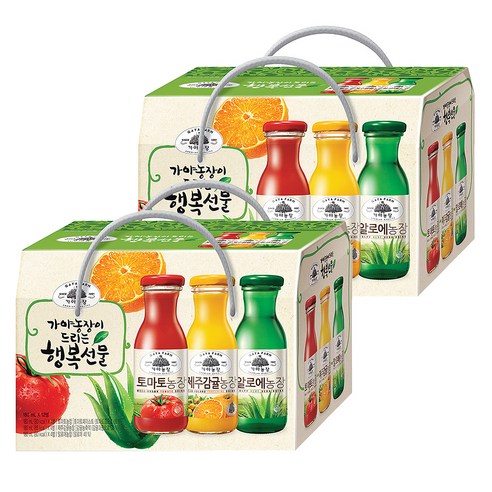 가야농장 행복음료 3종 선물세트, 180ml, 24병