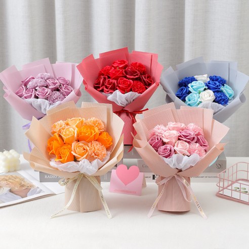 앙플랜트 비누꽃 로맨틱 꽃다발: 사랑과 감사를 표현하는 완벽한 선물