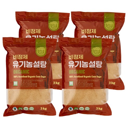 잘레스 비정제 유기농 설탕, 4개, 3kg