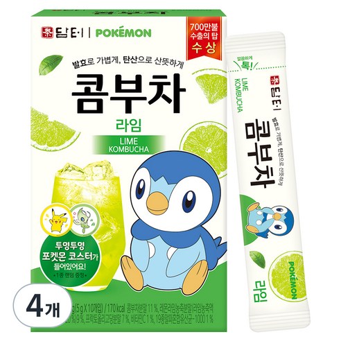 담터 포켓몬 콤부차 라임, 5g, 10개입, 4개