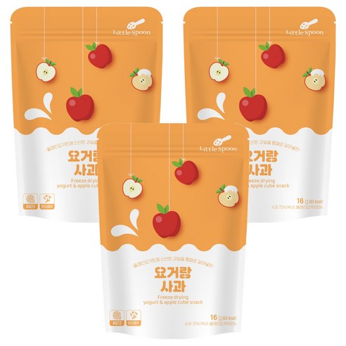 리틀스푼 요거랑 사과 동결건조 요거트 큐브 스낵 16g, 3개