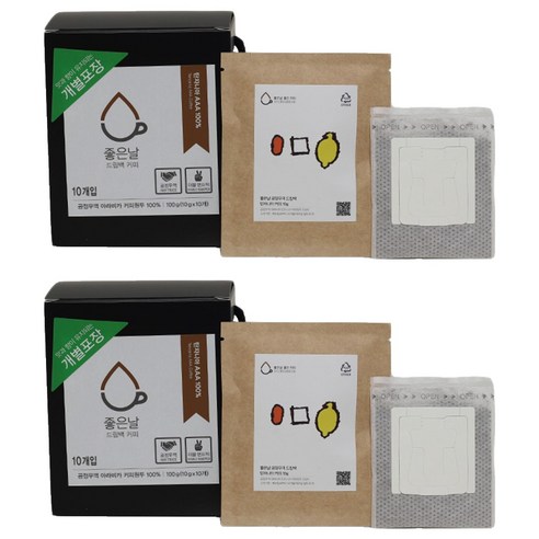 좋은날 공정무역 탄자니아 드립백 커피, 100g, 10개입, 2개