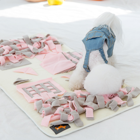 조우니 강아지 노즈 워크 후각 놀이 매트 일반형 중형 90 x 50 cm, 아이보리, 1개