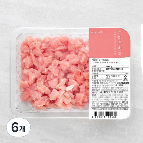 돈마루 한돈 등심 카레용 (냉장), 400g, 6개