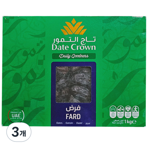 데이트크라운 파르드 대추야자, 1kg, 3개