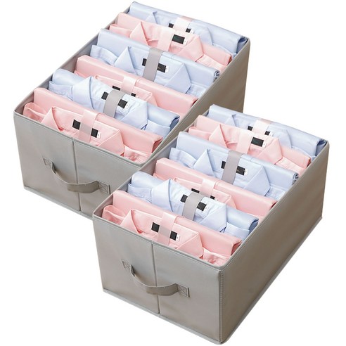 하늬통상 옥스포드 칸막이 의류 대형 6칸 정리함, 그레이, 2개