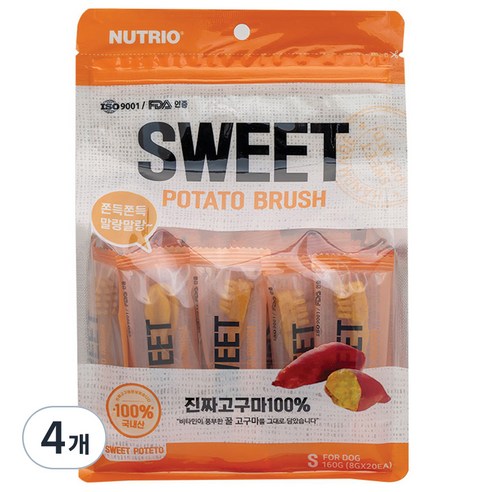 뉴트리오 스위트 포테이토 브러쉬 강아지 간식 20p, 고구마, 160g, 4개
