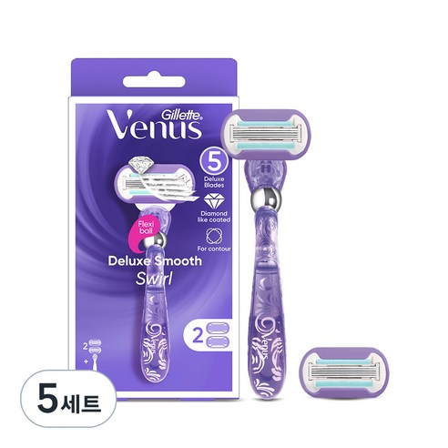 Venus 스월 여성용 면도기 핸들1입 + 면도날2입, 5세트