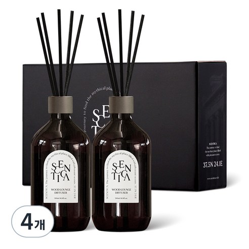 센티카 프리미엄 리드 대용량 디퓨저, 우드라운지, 500ml, 4개