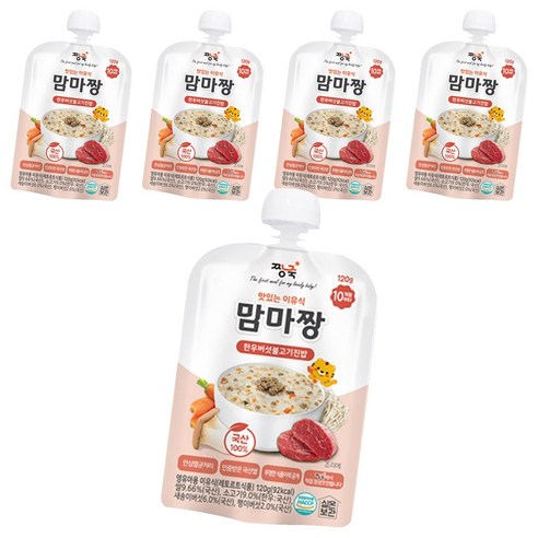 짱죽 맛있는 이유식 맘마짱 10개월부터 1p, 한우버섯불고기진밥, 120g, 5개