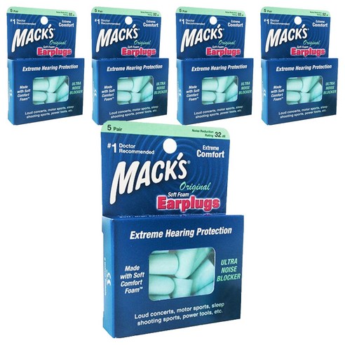 Macks 소프트폼 이어플러그 오리지널, 5개, 10개입