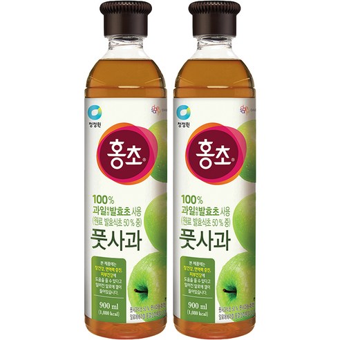 청정원 홍초 풋사과 900ml 2개 청정원 홍초 풋사과 900ml 2개