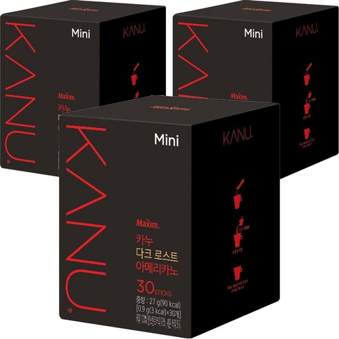 카누 다크 로스트 아메리카노 미니 원두커피믹스, 30개입, 3박스
