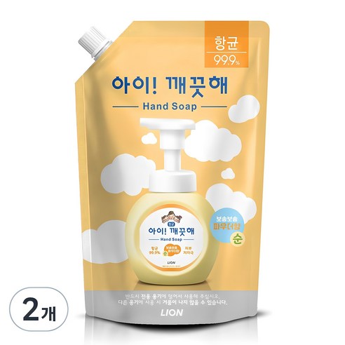 아이깨끗해 항균 폼 핸드솝 순 파우더향 리필, 600ml, 2개