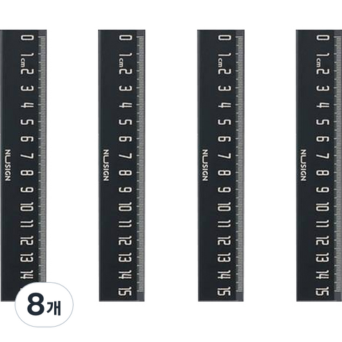 누사인 ABS 눈금 자 15cm, 블랙, 8개