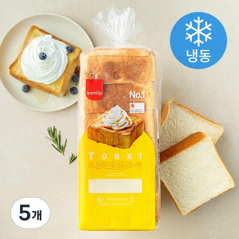 삼립 6쪽 식빵 (냉동), 996g, 5개