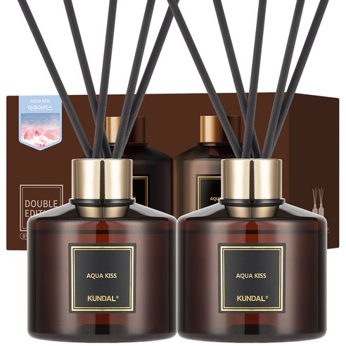 쿤달 퍼퓸 디퓨저 200ml 2개 + 섬유스틱 10개, 아쿠아키스향, 1세트