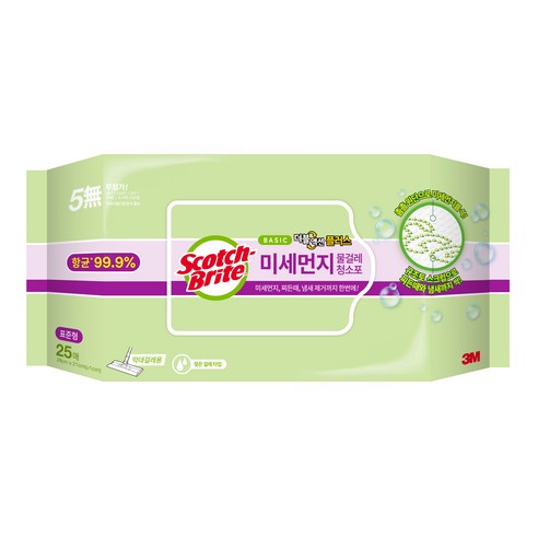 스카치브라이트 베이직 미세먼지 물걸레 청소포 더블액션 표준형 25p, 1개