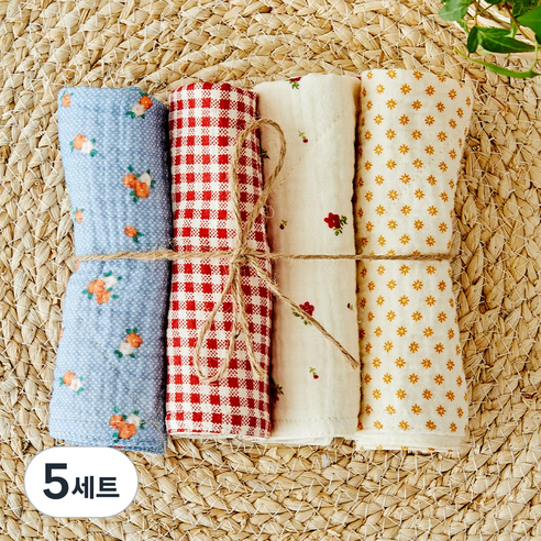 모던하우스 ON L 도톰한 4중지 살림 거즈행주 4종 세트 레드, 5세트